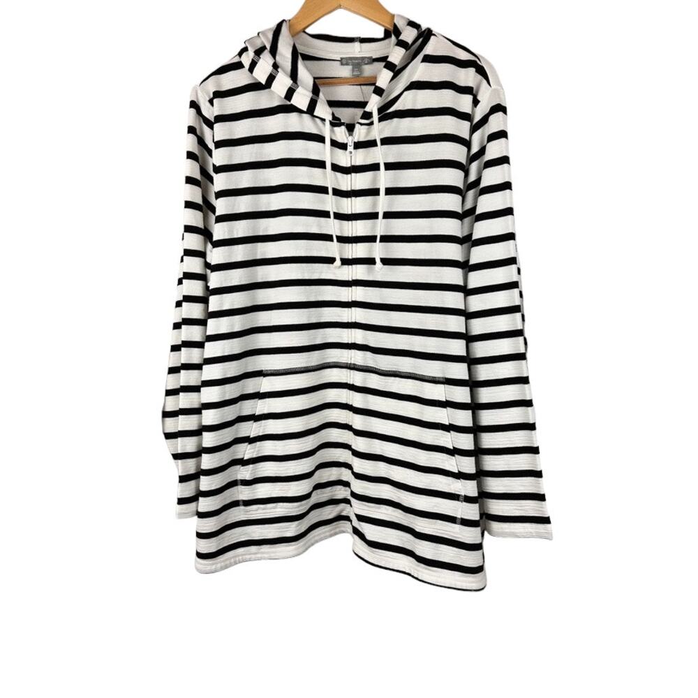 T By Talbots Womens Striped Zip Hoodie Jacket UPF 50+ Size 2X New Outdoors